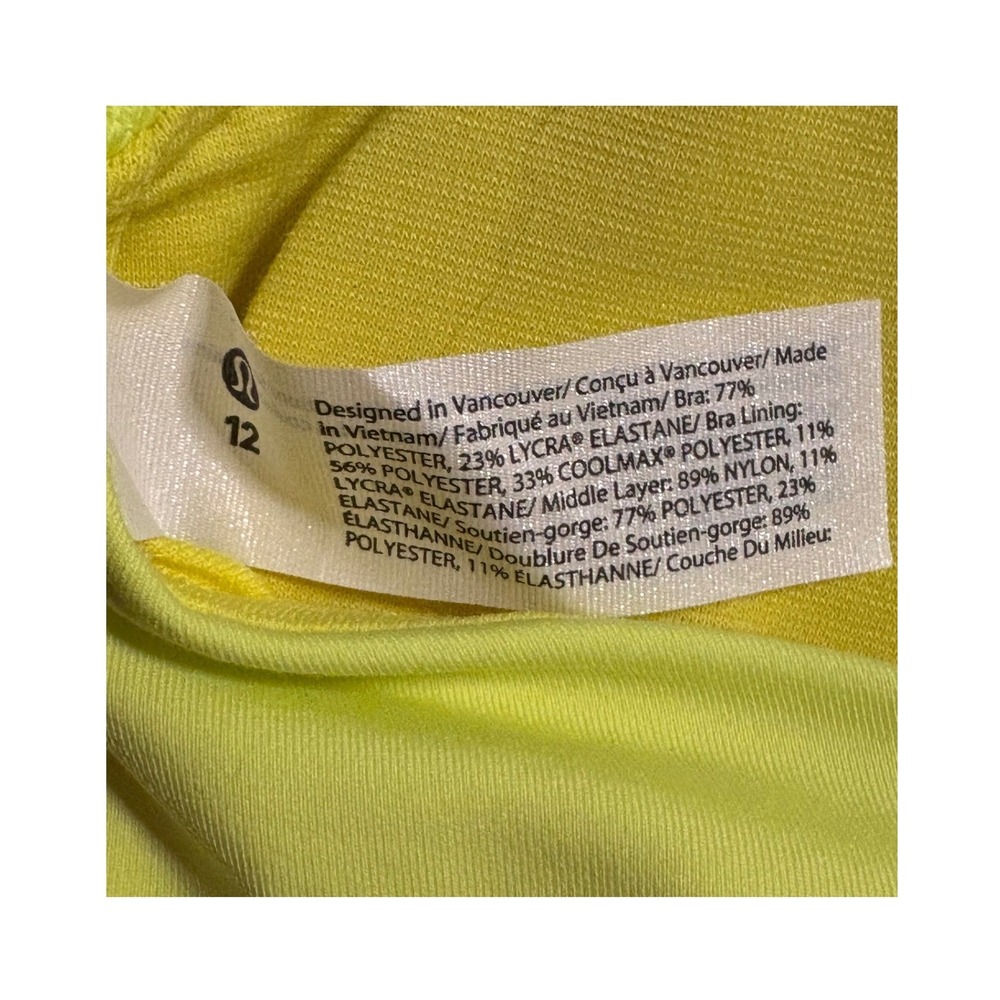 NWT Lululemon Energy Bra Electric Lemon Neon Yellow Strappy Sports Bra Size 12 - Picture 4 of 6
